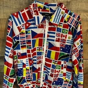 Forever21 Flag Bomber Jacket, Size Small